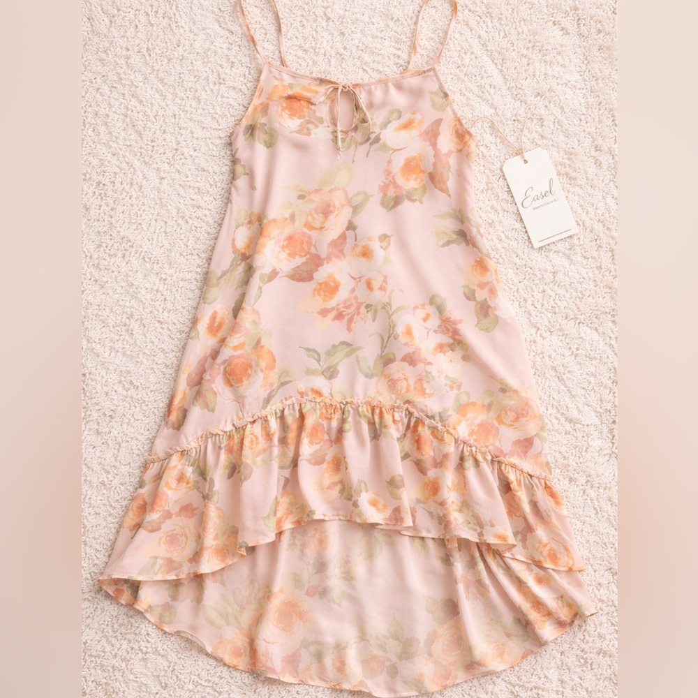 Easel Hi Low Floral Print Cami Dress Size S NWT Ruffle Romantic Dreamy - Picture 4 of 10